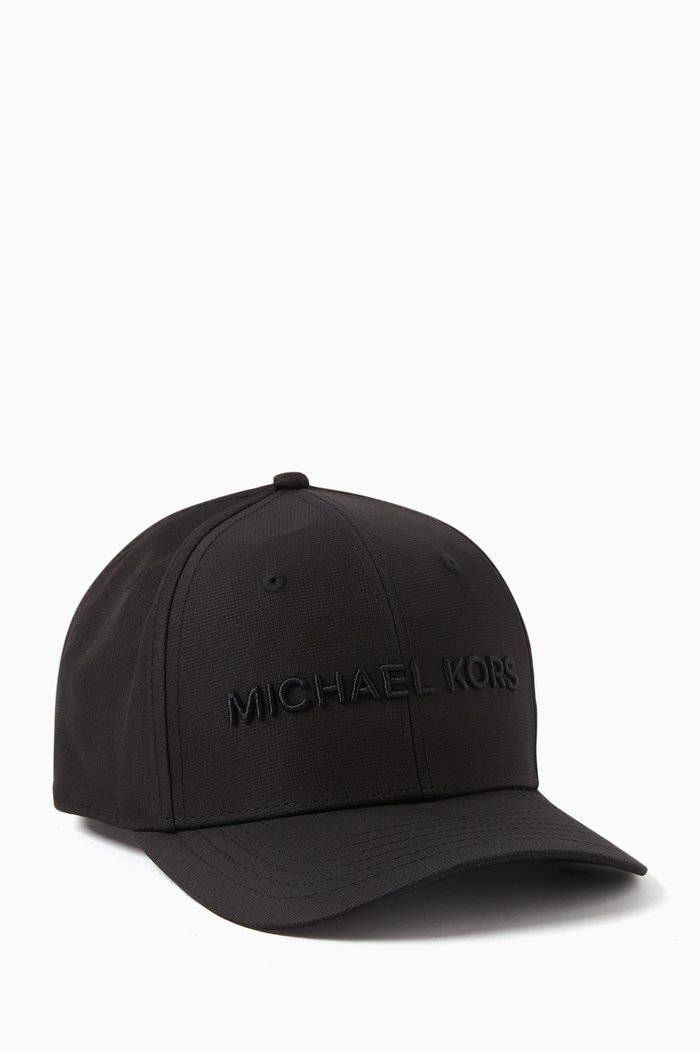 

Embroidered Logo Baseball Hat in Nylon, Black