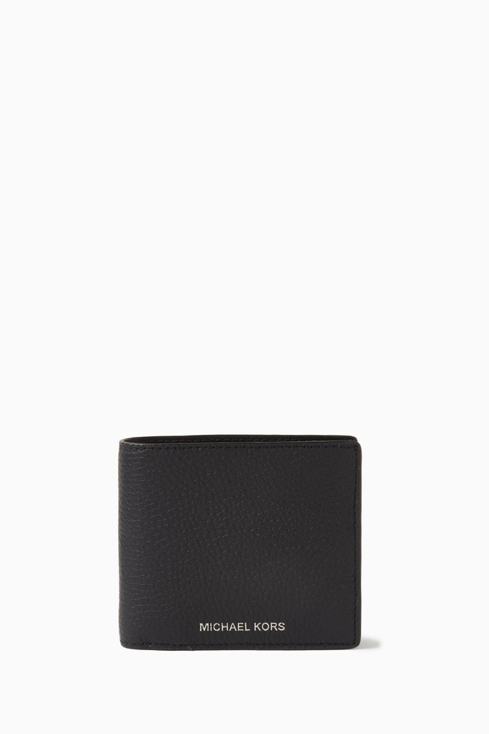 

Hudson Billfold Wallet in Pebbled Leather, Black