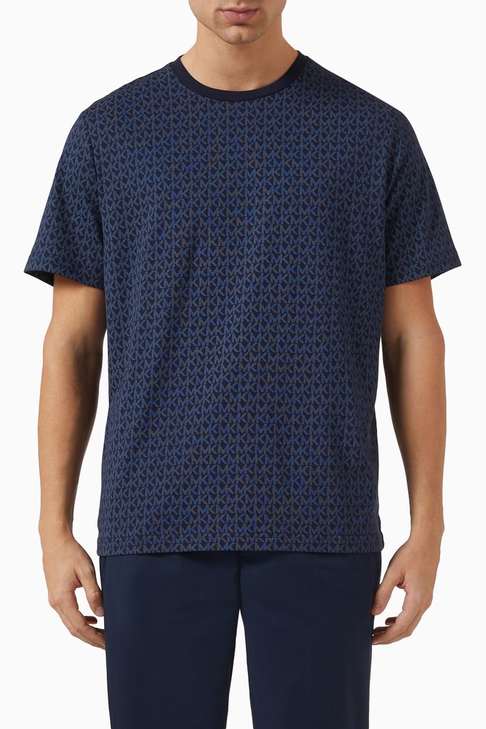 

All-over Logo Print T-shirt in Cotton, Blue