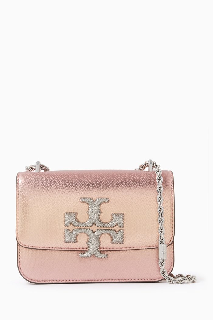 

Small Eleanor Bag in Metallic Snake-embossed Leather, Pink
