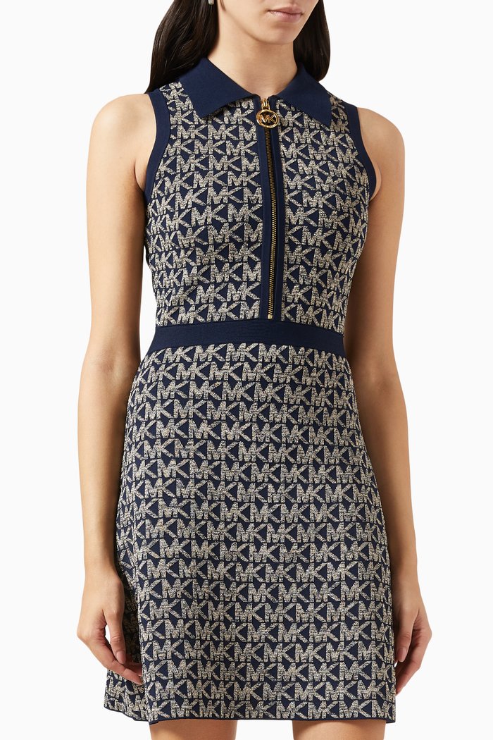 

Polo Mini Dress in Logo-jacquard Knit, Blue