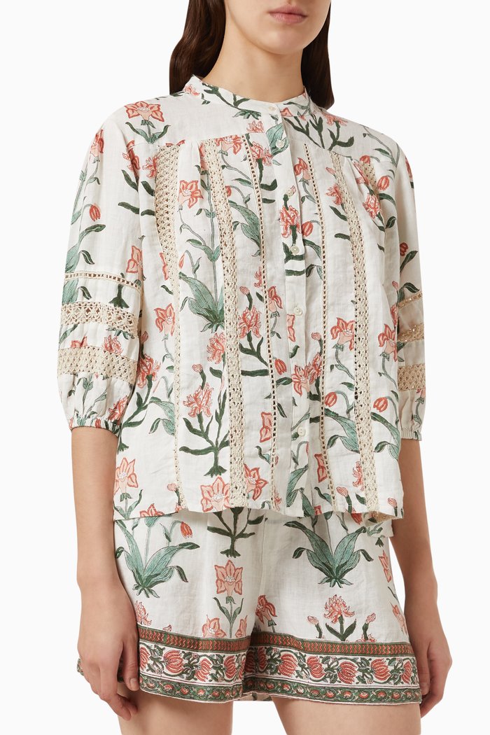 

Aubrey Blouse in Linen, Multicolour