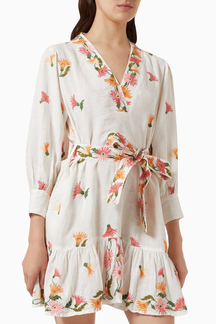 

Amalia Mini Dress in Linen, Neutral