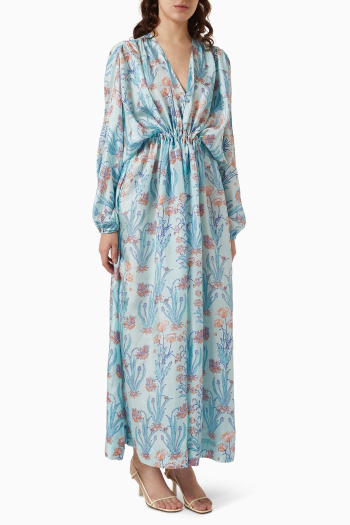 

Florence Dress in Silk, Blue