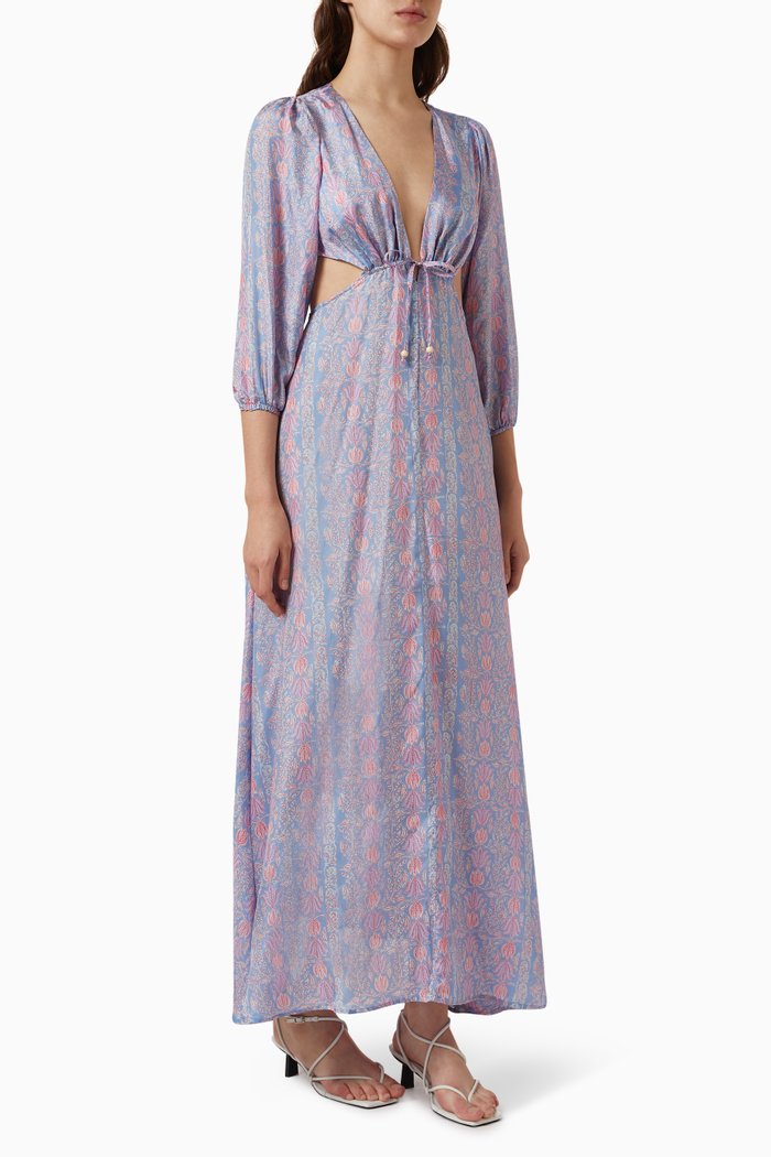 

Clara Maxi Dress in Silk, Purple