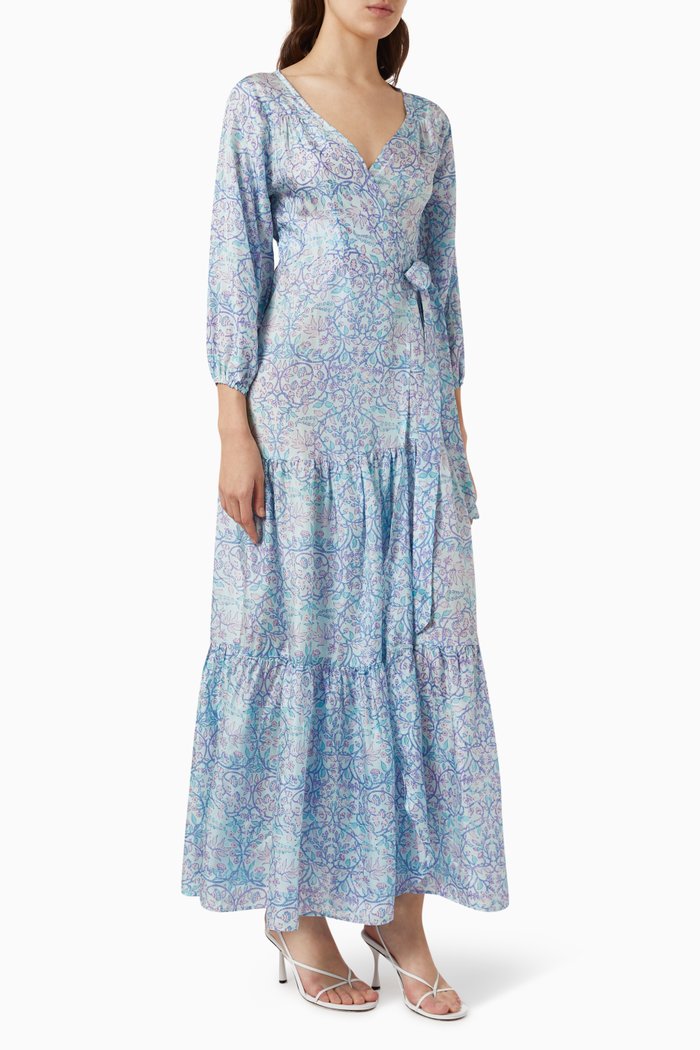

Emilia Maxi Dress in Silk, Blue