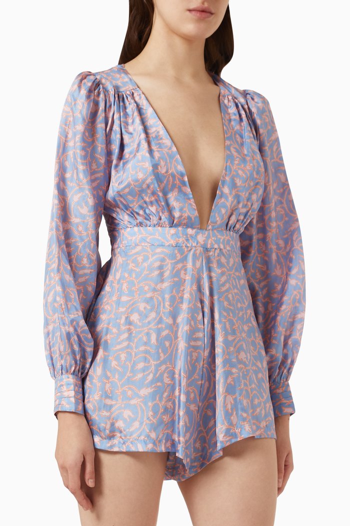 

Charlee Playsuit in Silk, Purple