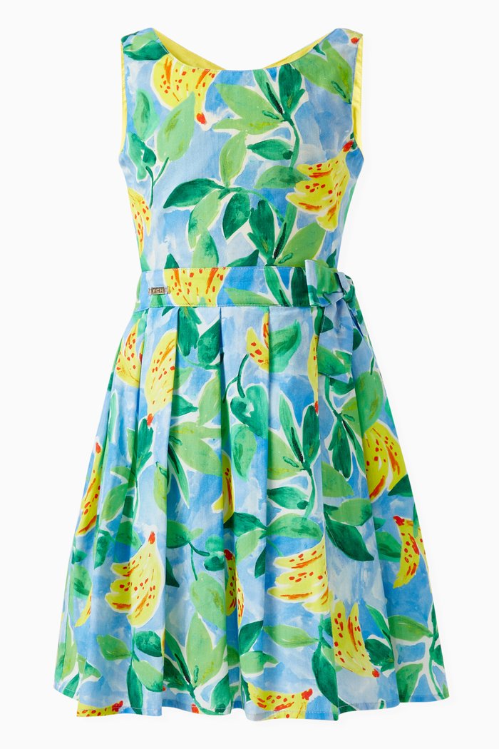 

Aran Banana Print Dress in Cotton, Multicolour