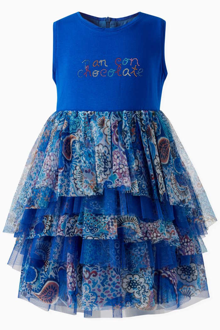

Carlota Printed Dress in Chiffon, Blue