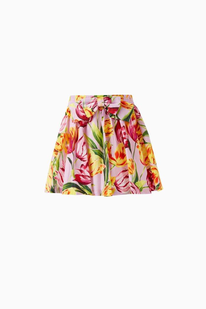 

Denis Tulip Print Skirt in Cotton, Multicolour