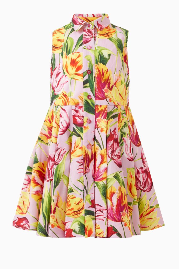 

Dama Tulip Print Shirt Dress in Cotton, Multicolour