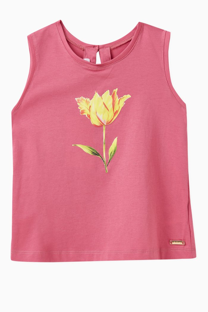 

Diva Tulip Print Tank Top in Cotton, Pink
