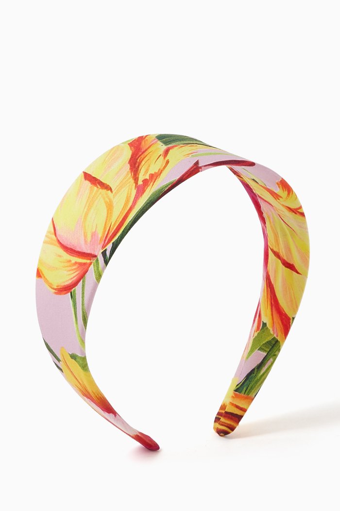 

D-36 Tulip Print Alice Band in Cotton, Multicolour