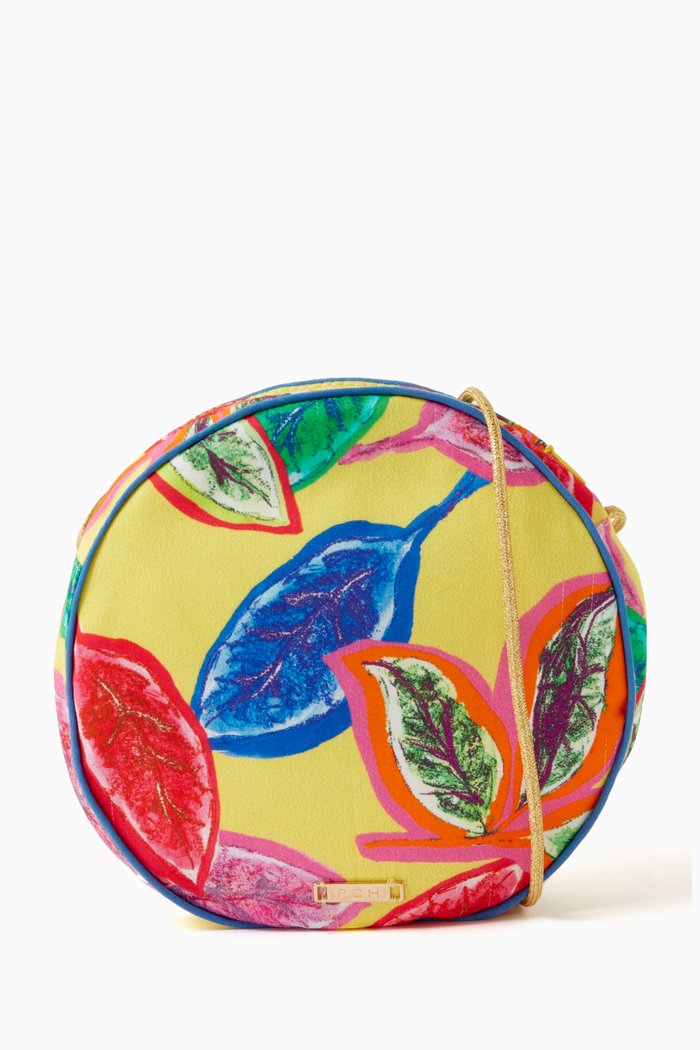 

Fiona Floral Print Round Bag in Cotton, Multicolour