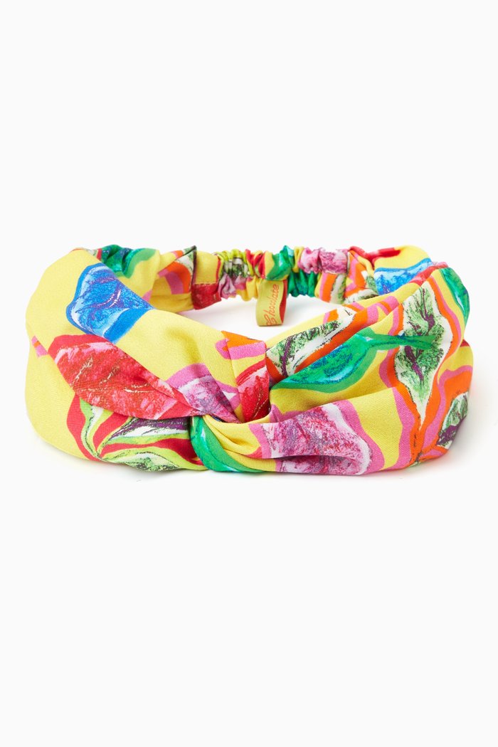 

F-36 Floral Print Headband in Cotton, Multicolour
