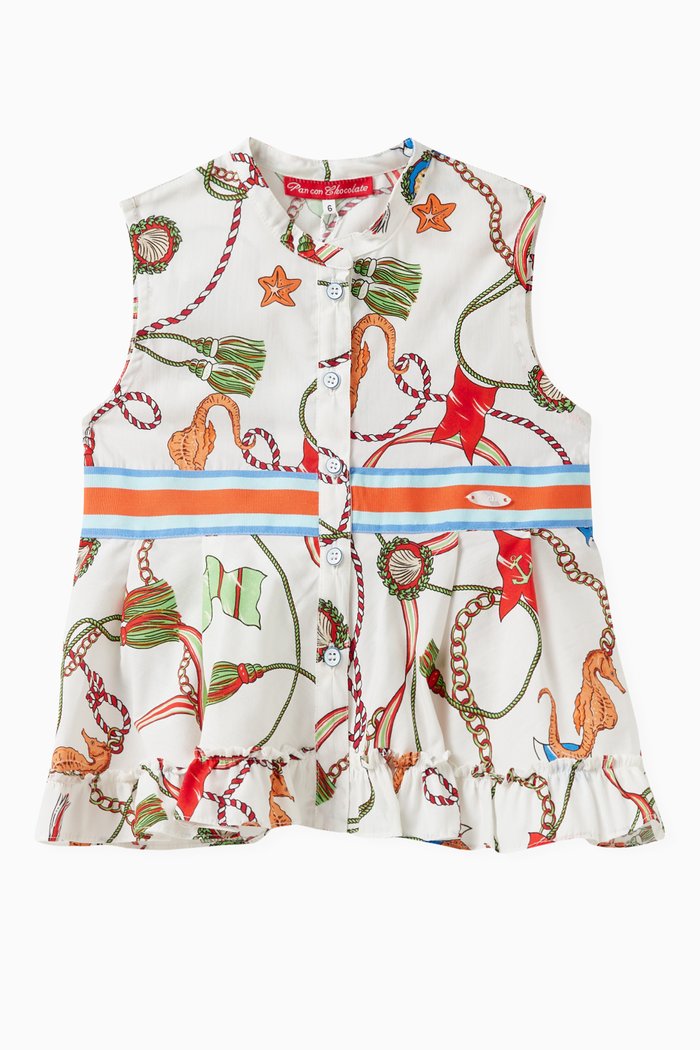 

Italy Print Blouse in Cotton, Multicolour