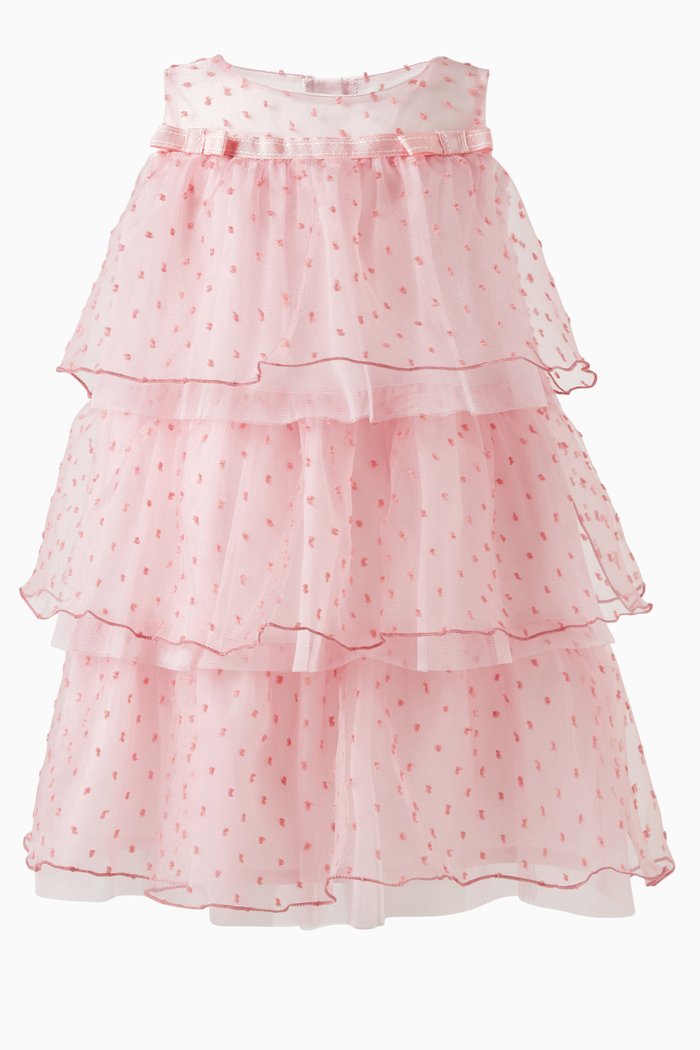 

Kate Dotted Tiered Dress in Tulle, Pink