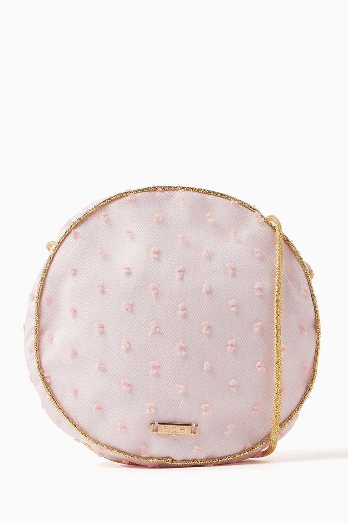 

Katalin Dotted Round Bag in Polyester, Pink