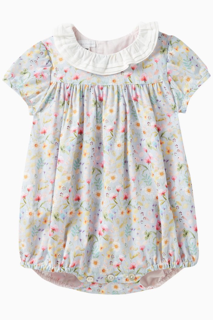 

Leal Floral Print Romper in Cotton, Multicolour