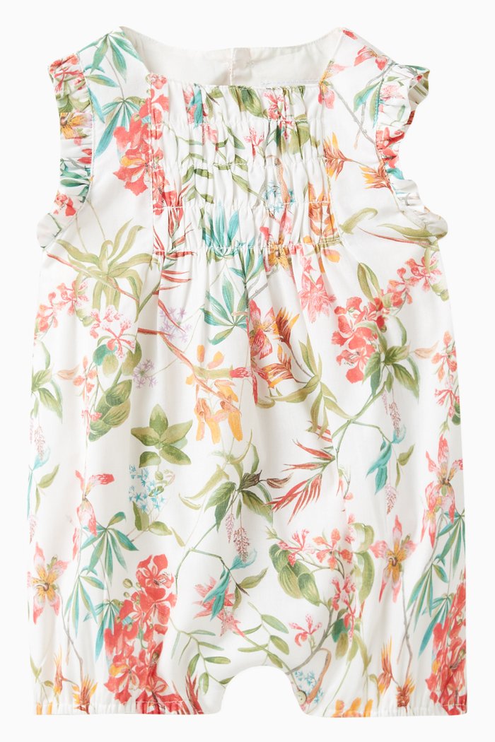 

Lourdes Floral Print Romper in Cotton, Multicolour