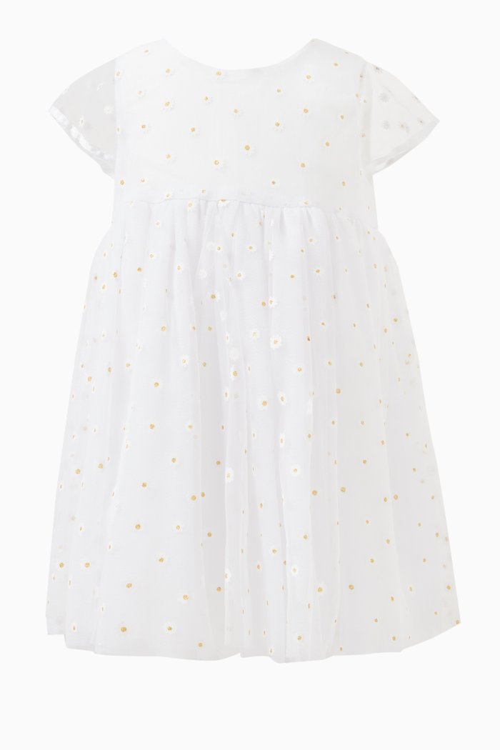 Melisa Fantasy Embroidered Dress in Polyester, White