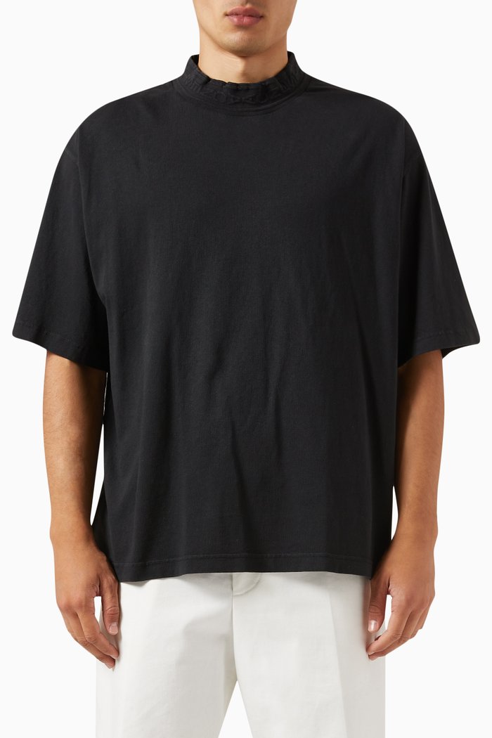

Logo Collar T-shirt in Cotton, Black