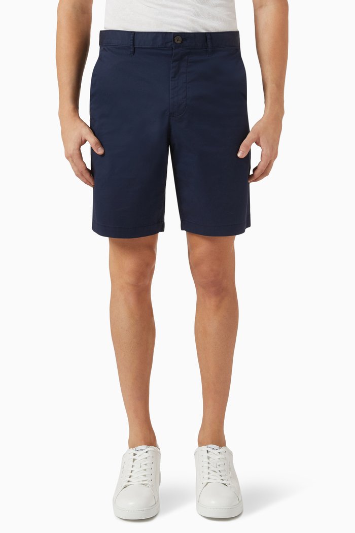 

Washed Poplin Shorts in Cotton Stretch, Blue