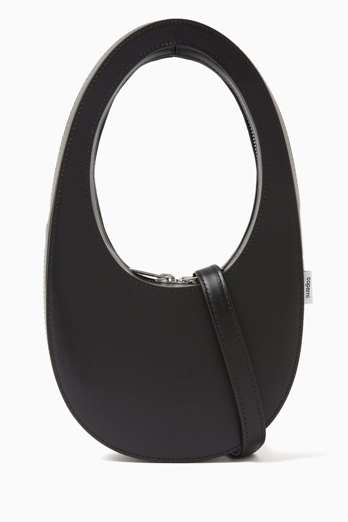

Mini Swipe Crossbody Bag in Leather, Black