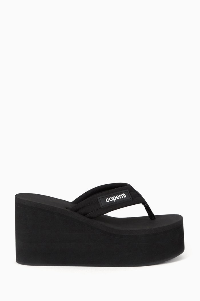 

Logo Webbing Wedge Flip Flops, Black