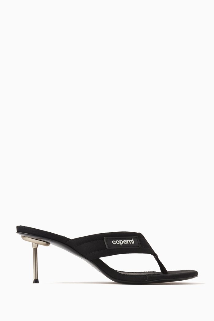 

Branded Thong Sandals in Fabric, Black