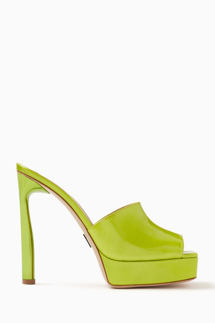 

Arc Platform Mules in Patent Leather, Green
