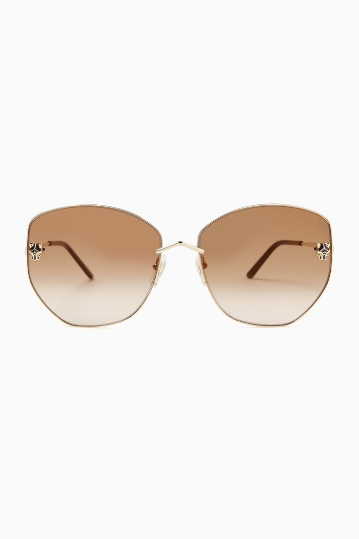 Round Geometric Sunglasses in Metal, Gold
