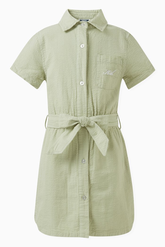 

Mia Textured Shirt Dress in Cotton, Green