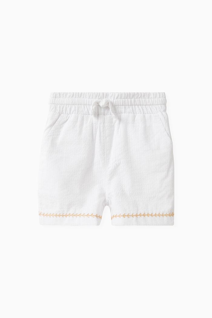 

Baby Novelty Camp Shorts in Seersucker, White