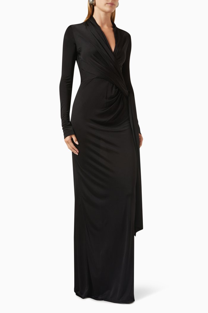 

Wrap Dress in Shiny-jersey, Black