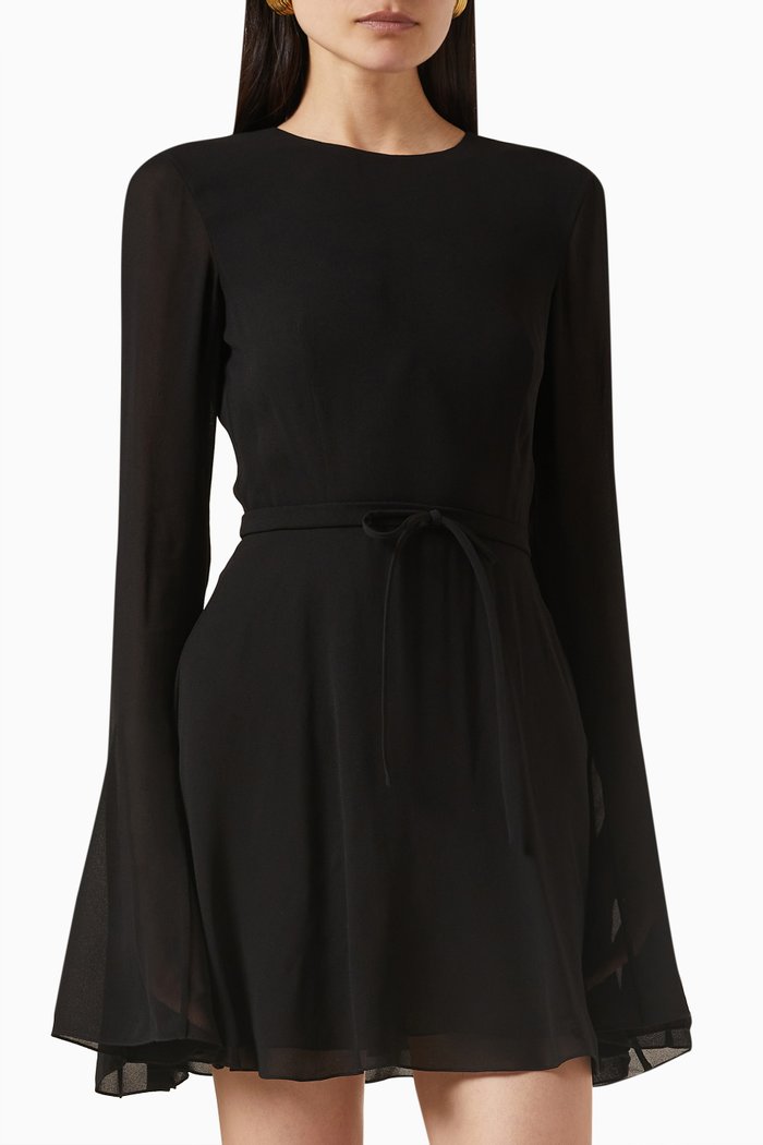 

Open-back Mini Dress in Viscose-crepe, Black