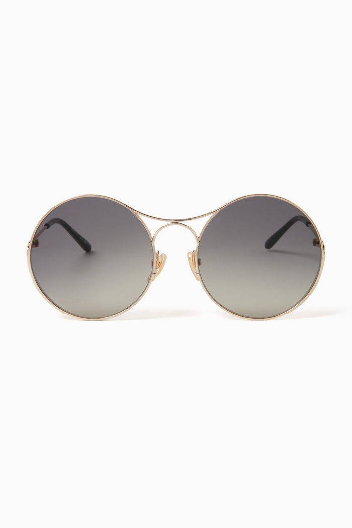 Round Sunglasses in Metal, Gold