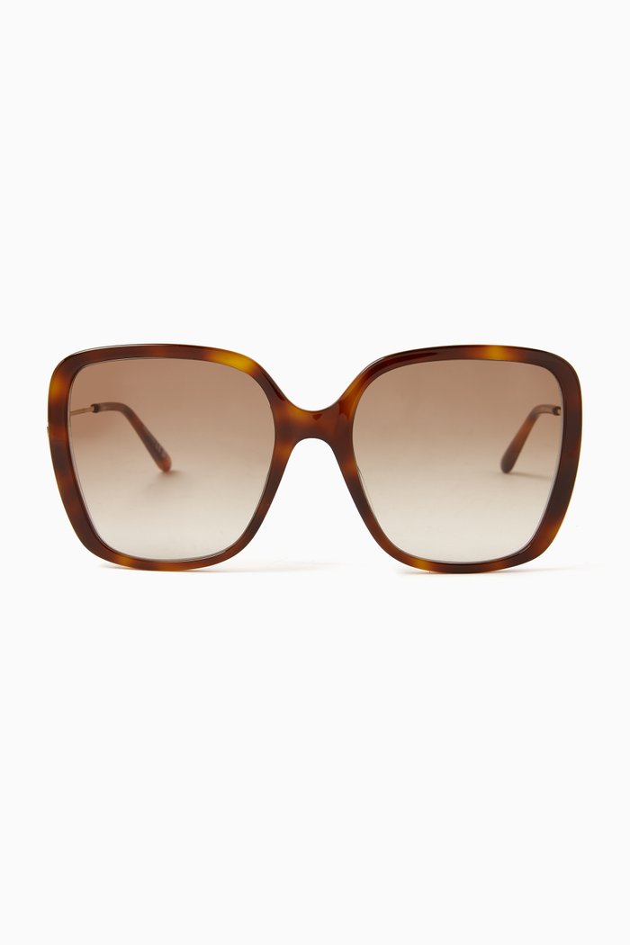 

Havana Square Sunglasses in Acetate & Metal, Brown