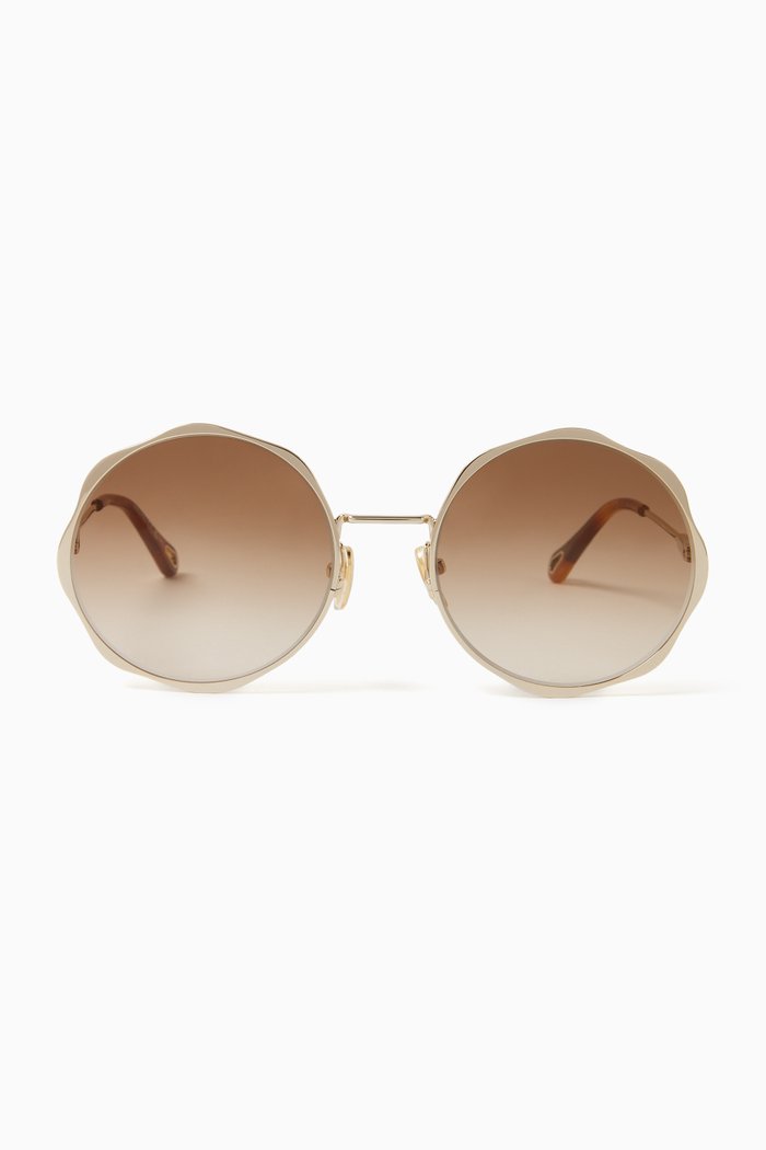 

Honore Round Sunglasses in Metal, Gold