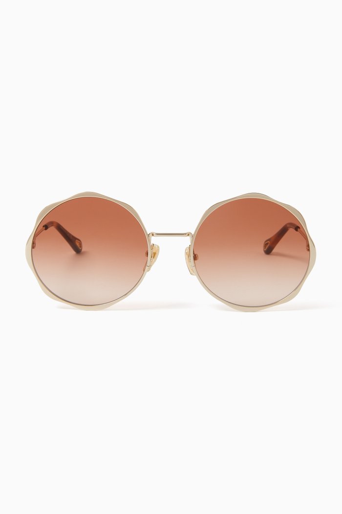 

Honore Round Sunglasses in Metal, Gold