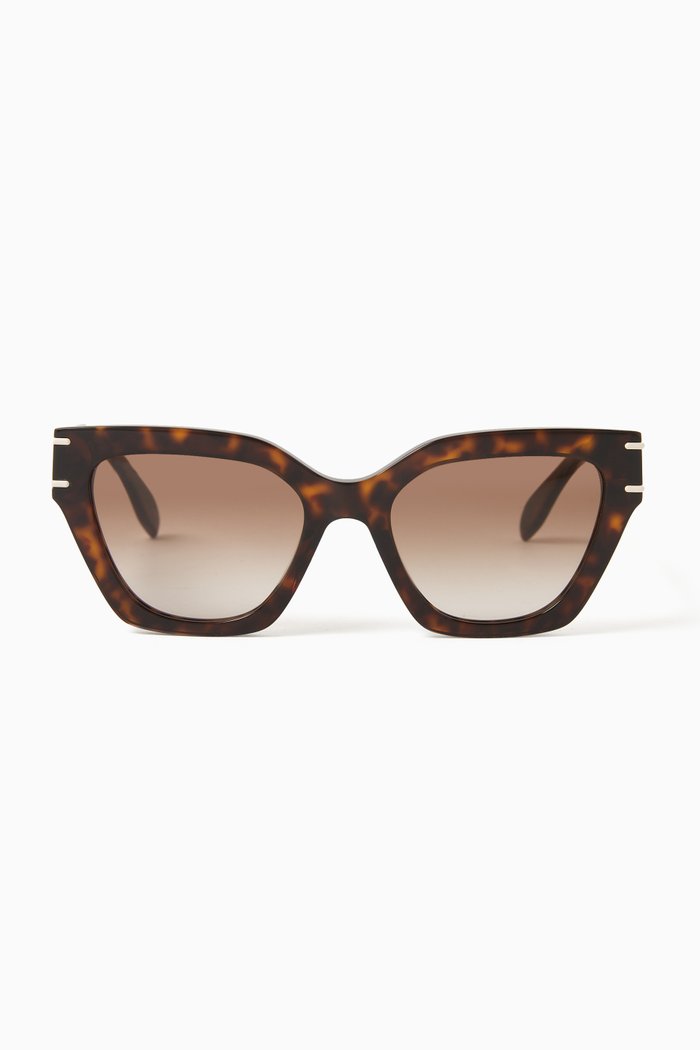 

Engraved Logo Acetate Square Sunglasses, Brown