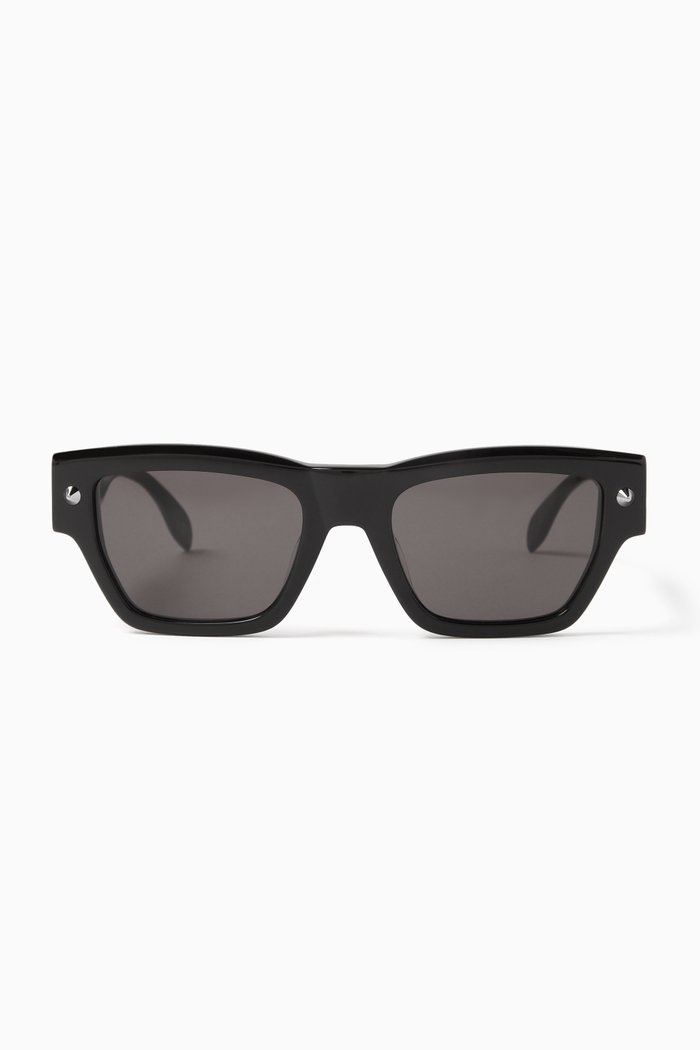 

Studded Square Sunglasses in Recycled Acetate, Black