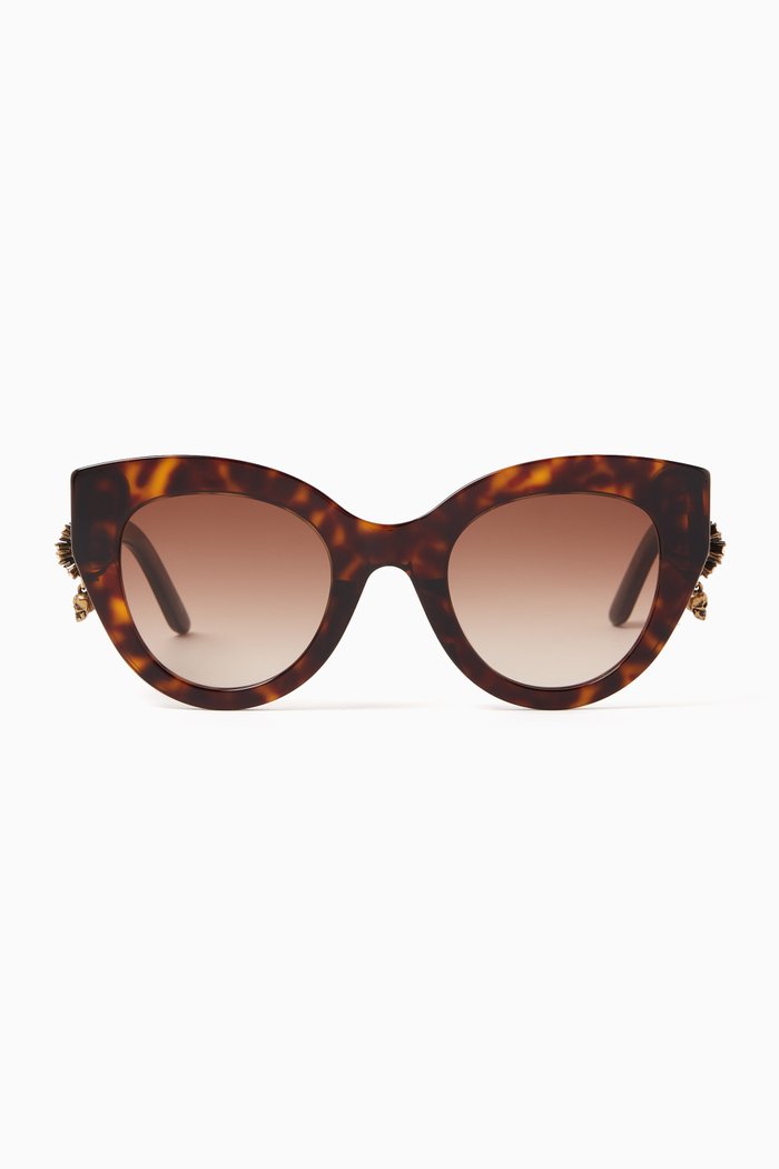 

Skull-charm Havana Sunglasses in Recycled Acetate, Brown