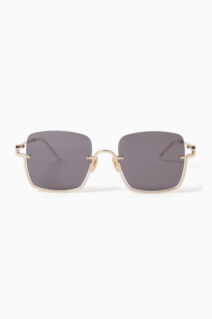 

XL Square Sunglasses in Metal, Gold
