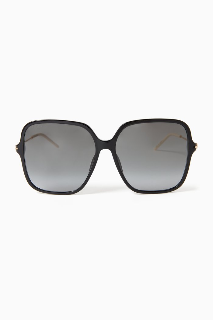 

Oversized Square Sunglasses in Acetate & Metal, Black
