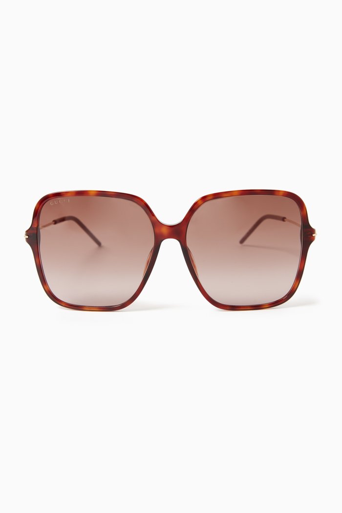 

Oversized Square Sunglasses in Acetate & Metal, Brown