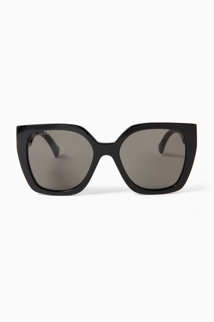 

Oversized Cat-eye Sunglasses in Recycled Acetate, Black