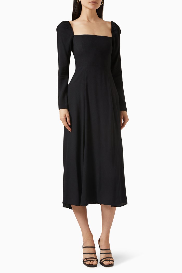 

Sigmund Midi Dress in Crepe, Black