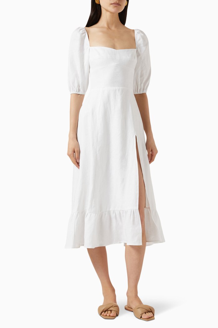 

Belgium Midi Dress in Linen, White
