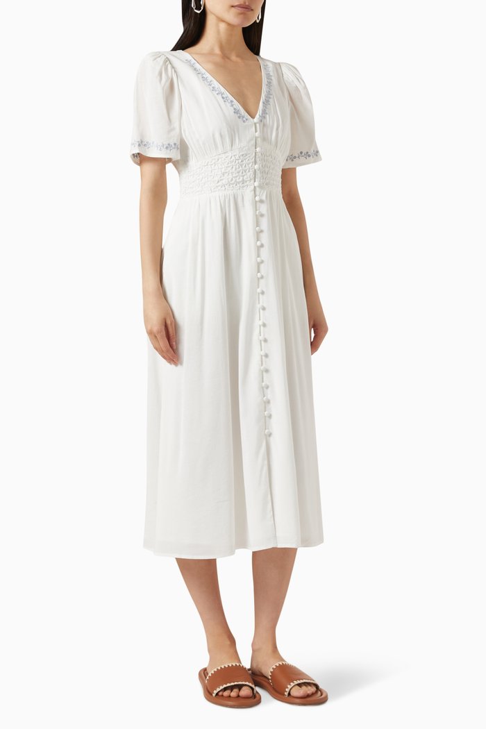 

Kamryn Midi Dress in Cotton-voile, White